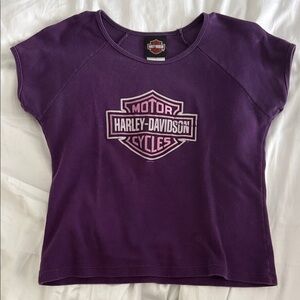 Harley Davidson Purple w/ Pink Logo Baby Tee - Small